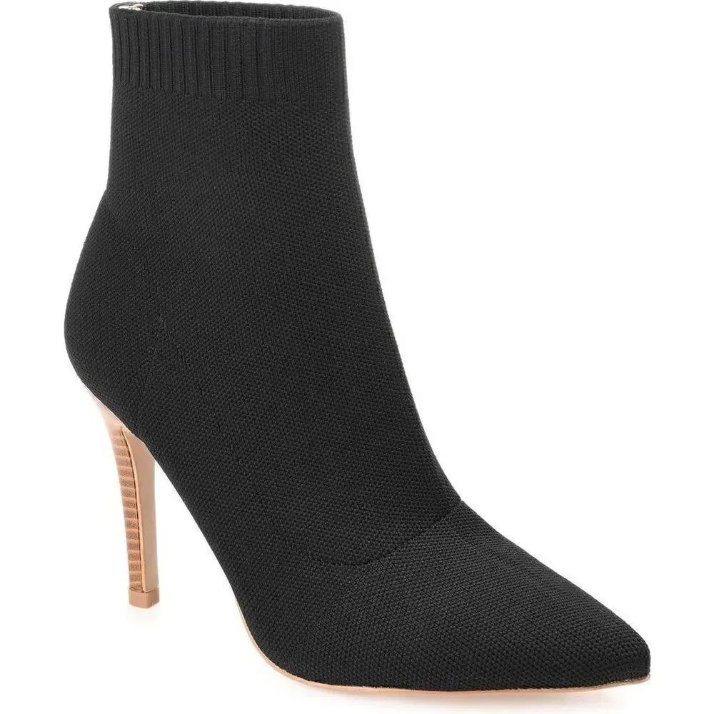 Journee Collection Womens Milyna Knit Fabric Booties Stiletto Black 6.5M New